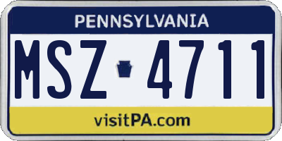 PA license plate MSZ4711