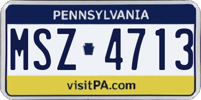 PA license plate MSZ4713