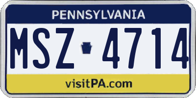PA license plate MSZ4714