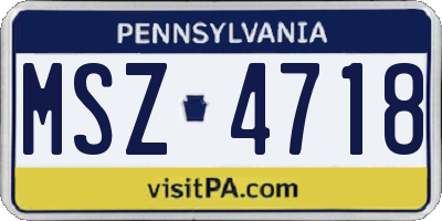 PA license plate MSZ4718