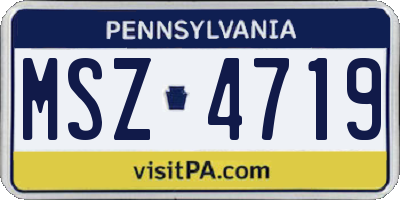 PA license plate MSZ4719
