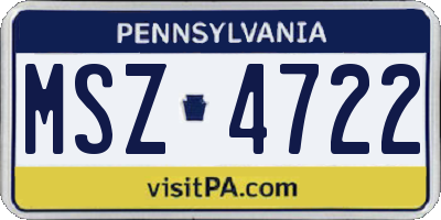PA license plate MSZ4722