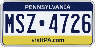 PA license plate MSZ4726
