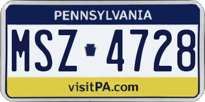 PA license plate MSZ4728