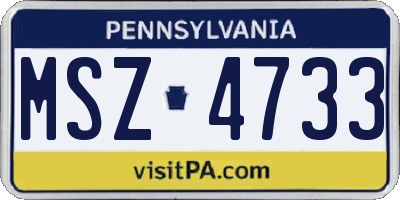 PA license plate MSZ4733