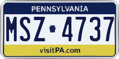 PA license plate MSZ4737