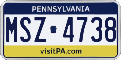 PA license plate MSZ4738