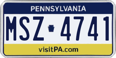 PA license plate MSZ4741
