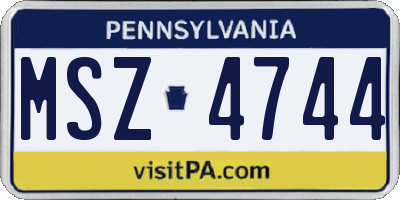 PA license plate MSZ4744