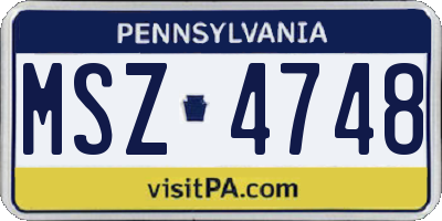 PA license plate MSZ4748