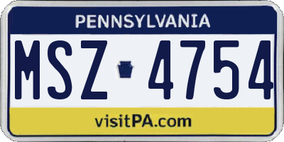 PA license plate MSZ4754