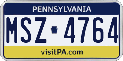 PA license plate MSZ4764