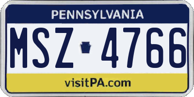 PA license plate MSZ4766