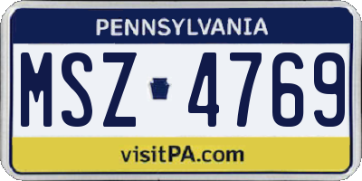 PA license plate MSZ4769