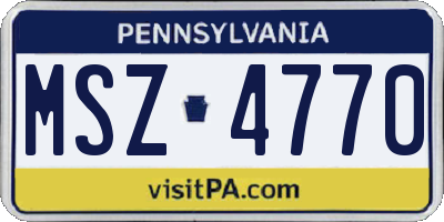 PA license plate MSZ4770
