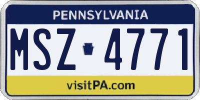 PA license plate MSZ4771