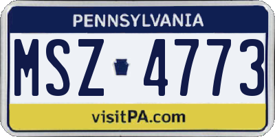 PA license plate MSZ4773