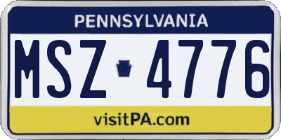 PA license plate MSZ4776