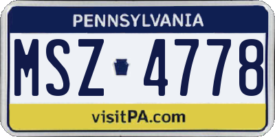 PA license plate MSZ4778