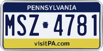 PA license plate MSZ4781