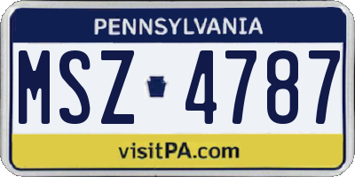 PA license plate MSZ4787