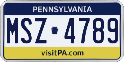 PA license plate MSZ4789
