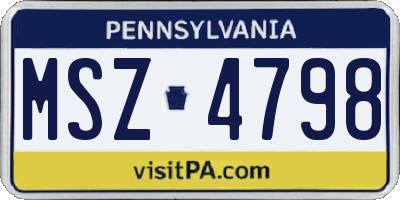 PA license plate MSZ4798