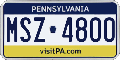 PA license plate MSZ4800