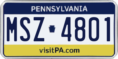 PA license plate MSZ4801