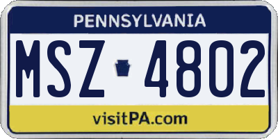 PA license plate MSZ4802