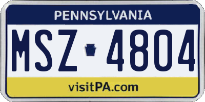 PA license plate MSZ4804