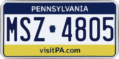 PA license plate MSZ4805