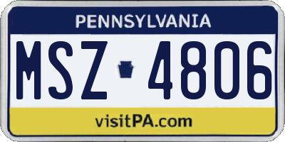 PA license plate MSZ4806