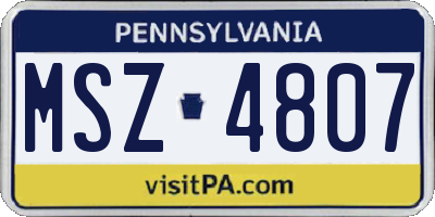 PA license plate MSZ4807