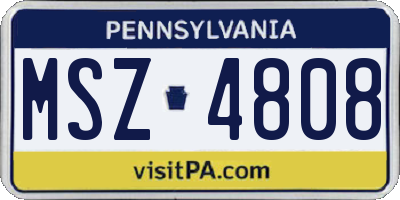 PA license plate MSZ4808