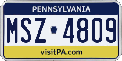 PA license plate MSZ4809