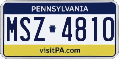 PA license plate MSZ4810