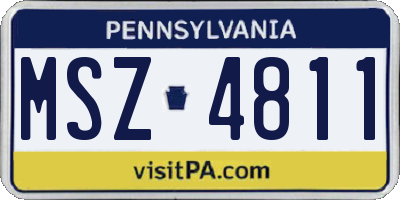 PA license plate MSZ4811