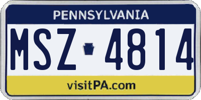 PA license plate MSZ4814