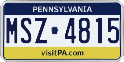 PA license plate MSZ4815