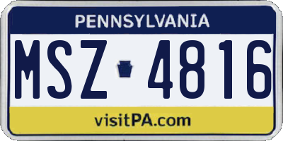 PA license plate MSZ4816