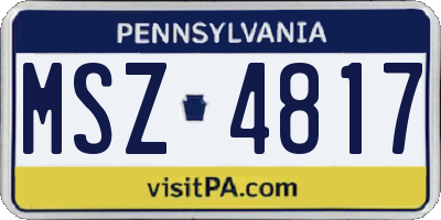 PA license plate MSZ4817