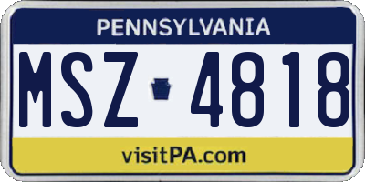 PA license plate MSZ4818