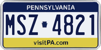 PA license plate MSZ4821