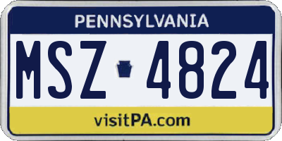 PA license plate MSZ4824