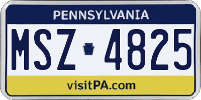 PA license plate MSZ4825