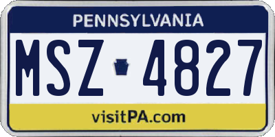 PA license plate MSZ4827
