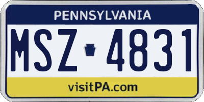 PA license plate MSZ4831