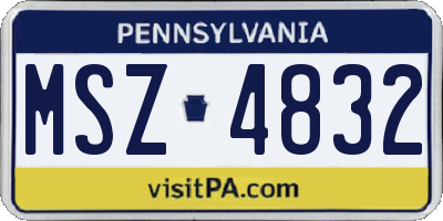 PA license plate MSZ4832