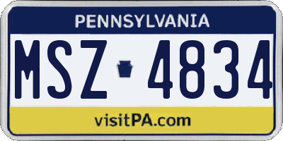 PA license plate MSZ4834